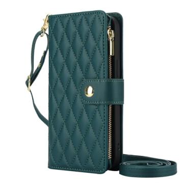 Imagem de LYJSMGZ Capa flip para Iphone17pro Max/17/17Pro/17Air, com 6 compartimentos para cartão e suporte oculto cordão destacável 360° capa protetora de corpo inteiro, verde, 17Air