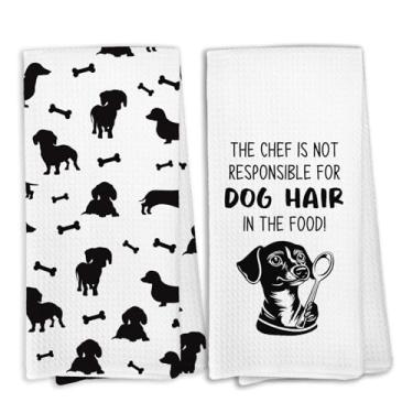Imagem de KTYHD Toalhas de cozinha engraçadas de Dachshund, Dachshund Doxie, presentes para cozinha, toalhas de mão de cachorro Weiner preto e branco, conjunto decorativo de 2, presentes de cachorro Weiner para