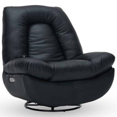 Imagem de Poltrona Reclinável Elétrica com Massagem e Aquecimento Salvana L07 Couríssimo Preto - Lyam Decor