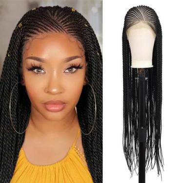 Imagem de Peruca frontal de renda trançada Beauart Brinbea 36cm para mulheres ne