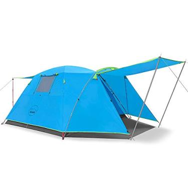 Imagem de KAZOO Barraca de acampamento para 2/4 pessoas, barraca grande, impermeável, para família, barraca de 2/4 pessoas, fácil configuração com varanda de camada dupla (4P azul)