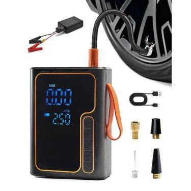 Imagem de Inflador de pneu sem fio e jumper de bateria compressor de ar portátil para bicicleta bomba de ar portátil para pneus de carro com calibre inflador de llantas para carro