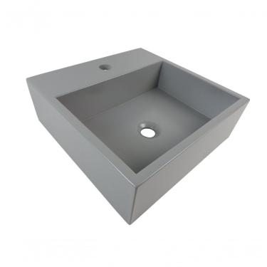 Imagem de Cuba De Apoio Banheiro Onix Pedra 40x40cm Chumbo Fosco