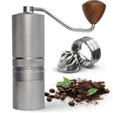 Imagem de Moedor de café manual – Rebarba cônica de aço inoxidável 7 estrelas, ajuste externo de 60 cliques, moedor portátil para moedor de grãos de café para expresso, prensa francesa, viagens, acampamento