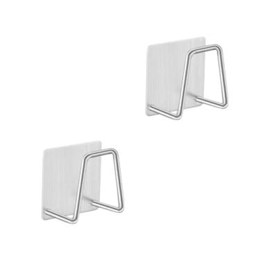 Imagem de Suporte para Esponja Bucha de Pia Prático Kit com 2 Peças Aço Inoxidável Gancho adesivo Organização sem Furos Suporte Cozinha Banheiro Lavanderia Multiuso Boa Fixação Durável