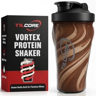Imagem de Tilcore Coqueteleira de proteína Vortex azul de grau alimentício, à prova de vazamento, coqueteleira reutilizável para shakes de proteína para frequentadores de academia e viajantes