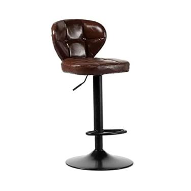 Imagem de Cadeira de bar cadeira de bar elevável (63-83 cm) moderna simples couro PU encosto cadeira de bar pode girar banco alto bancos de bar ajustáveis (cor: B)