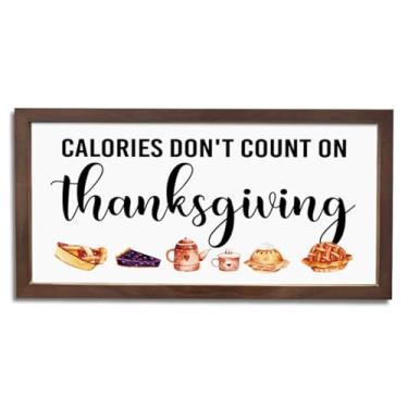 Imagem de Decoração de Ação de Graças, placa decorativa de madeira pendurada, placa de porta da frente para varanda, decoração de parede emoldurada de madeira, decorações de outono para casa, calorias não