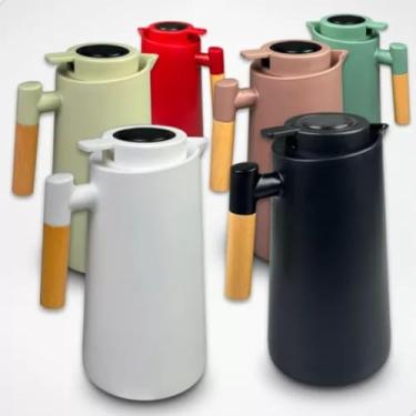 Imagem de Jarra Térmica para Café com Termômetro e Cabo de Madeira 1L Conserva Bebidas Quentes