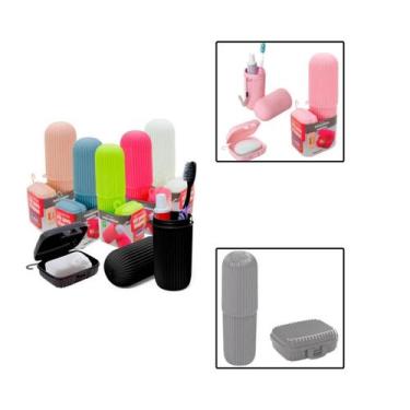 Imagem de Kit Viagem Porta Escova De Dente E Saboneteira Com Tampa - Plasútil