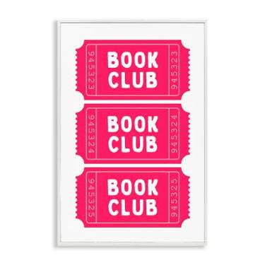Imagem de Stupell Industries Ingressos para Clube do Livro Rosa Arte Giclée Emoldurada, design por Lettered and Lined, 76 x 50 cm