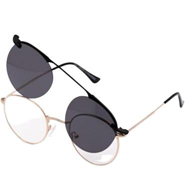 Imagem de Armação Óculos Grau E Sol Feminino Redondo 2 Em 1 Seatle