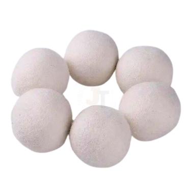 Imagem de Kit 6 Dryer Ball 6Cm Bolas Lã Lava Seca Roupa Remove Pelinho