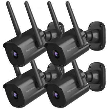 Imagem de Câmera de Segurança com Fio 2.4G WIFI 2K com Detecção de Movimento e Visão Noturna, 4 UN, Septekon, Preta