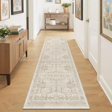 Imagem de ComiComi Tapete de corredor lavável de 5 x 20 cm – Antiderrapante Vintage Cozinha Passadeira Tapetes Longos de Pelo Baixo para Corredor Impermeável Medalhão Tapete Interior para Sala de Estar Quarto