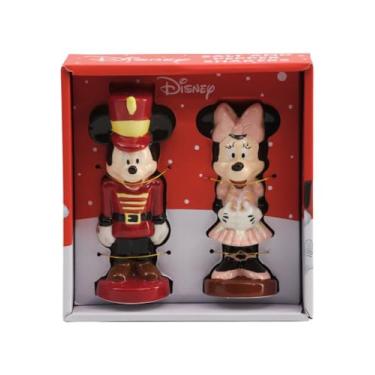 Imagem de Conjunto de saleiro e pimenteiro Disney Mickey e Minnie Christmas Nutcracker, 14 cm