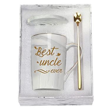 Imagem de Toshiy Caneca Best Uncle Mug Best Uncle Ever Caneca de Café Uncle Gifts Aniversário Dia dos Pais Canecas para Uncle from Nephew 400 ml Cinza com Caixa de Presente Porta-copos