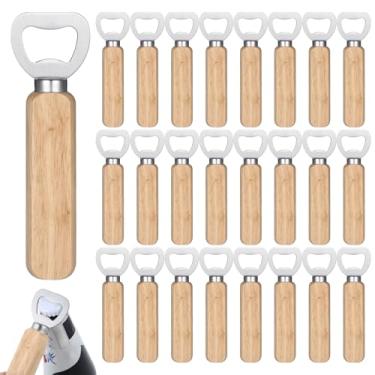 Imagem de Abridor de garrafas de cerveja de 24 peças com cabo de madeira para gravação de cidra abridor de garrafas de vinho, presentes de casamento