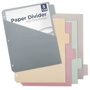 Imagem de Y YOMA Divisores de 3 Argolas Coloridas com Divisórias de Bolso Tamanho Carta, Separadores de Página, Fichário Decorativo Fofo, Separadores de Índice para Escritório, Escola e Casa (, Cor Morandi)