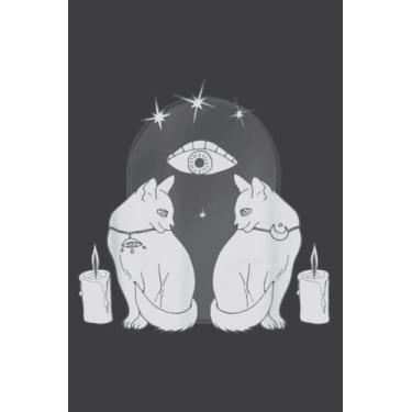 Imagem de Mystical Black Cat Stars Wiccan Goth Wicca Occult Dark Art.pdf: Lined Journal Ruled Notebook, 6 x 9 Inch, 120 Pages