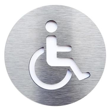 Imagem de Cadeira de rodas símbolo de WC sinal de número de porta de casa de prata dourada, para hardware de porta placa de alumínio composto sinal de porta de casa de banho para deficientes (cor: Prata, sim