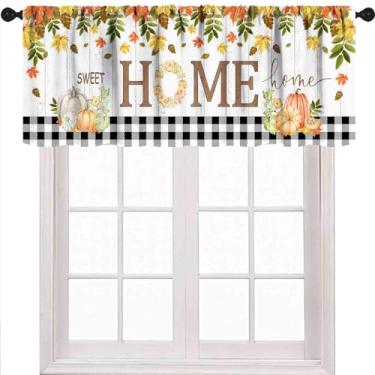 Imagem de Cortina de saia de outono para cozinha, outono, folha de abóbora, ação de graças, colheita de outono, tratamento de janela curta, decoração para quarto, banheiro, sala de estar, 1 peça, 137 x 45 cm