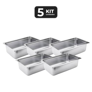 Imagem de Kit 5 Cuba Sem Alca Inox 1/1 Gn 150 Para Buffet