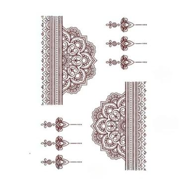 Imagem de Tatuagem Postiça Adesiva Estilo Henna Mandala e Tribal