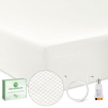 Imagem de Jogo de lençol King com 20% fibra de prata 80% algodão orgânico com testador de saída e caneta de teste, jogo de cama com elástico aterrado (branco, King)