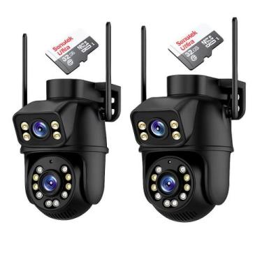 Imagem de Kit 2 Câmeras Externa IP WiFi Full HD 4k 8mp 360 Rotativa 8mp Rastream