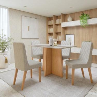 Imagem de Conjunto Sala de Jantar 4 Lugares Retangular Tampo Vidro/MDF Mesa Cele