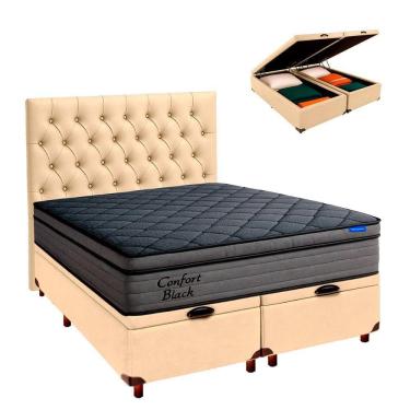 Imagem de Baú Begetiza + Cabeceira+colchão Queen Confort Black Ortobom