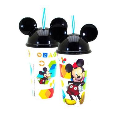 Imagem de Copo Infantil Mickey Com Orelha e Canudo 500ml Plasútil