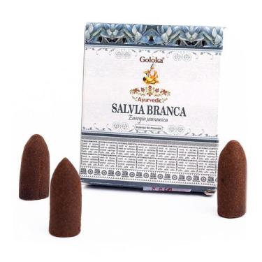 Imagem de Incenso Indiano Goloka Cascata Sálvia Branca
