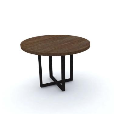 Imagem de Mesa De Reunião Redonda 110 X 75 Cm Pé Tubular Pe40 Em Mdp Imbuia Terra Base Preta