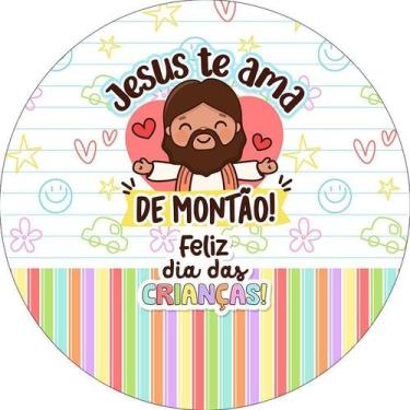Imagem de Painel De Festa Redondo 1,50x1,50 - Dia das Crianças Religioso Jesus T