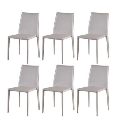 Imagem de Kit 6 Cadeiras Amanda Glam Rivatti Revestida em PVC Nude Estrutura Met