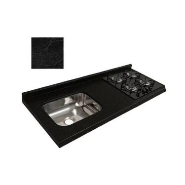 Imagem de Pia de Cozinha Granito Negresco 150cm Parte Cooktop e Cuba - Rainha do