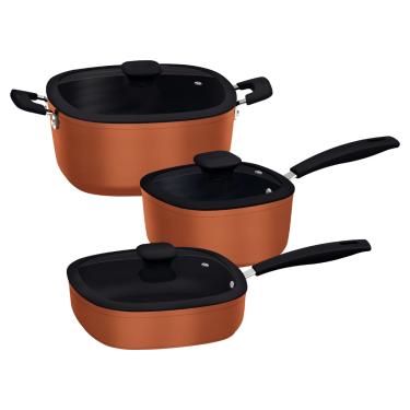 Imagem de Jogo de Panelas Tramontina Refinatta 3 Peças Cobre em Alumínio Antiaderente Starflon Premium
