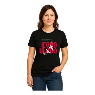 Imagem de Camiseta Feminina Algodão Religião Fé Cristã Gospel Jesus - Religião E