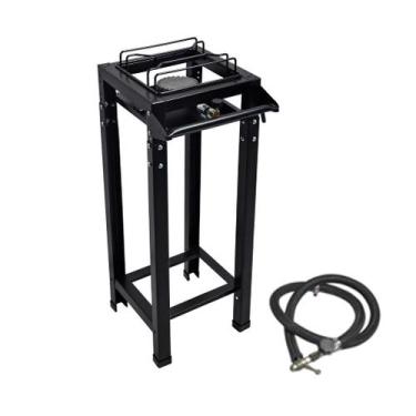 Imagem de Fogão 1 Boca Industrial Alta Pressão Ferro Fundido Preto Kit Gás Compl