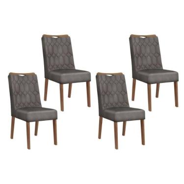 Imagem de Kit 4 Cadeiras Sala Jantar Bia 4 Un Freijó Suede Lunar