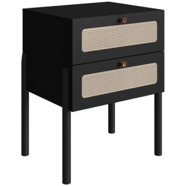 Imagem de Mesa De Cabeceira 2Gavetas Palhinha 27933 Oslo Nero Artesano - ARTESAN