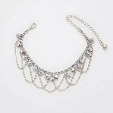 Imagem de Tornozeleira em tom único de prata - Jingle Bell: Design requintado de corrente em camadas, One Size, Metal, Sem Pedra Preciosa