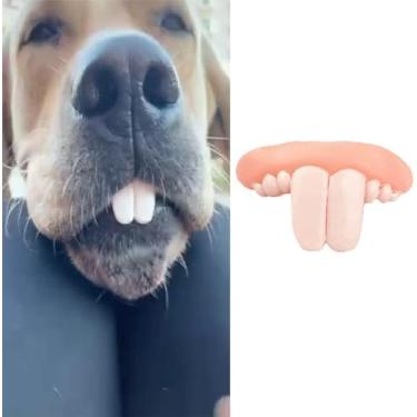 Imagem de 1 peça de dentes falsos brancos para cães, suportes de dentes engraçados para cães, brinquedos para cães, fantasia de Natal para cães, brinquedos adequados para mastigar para cães, suprimentos para