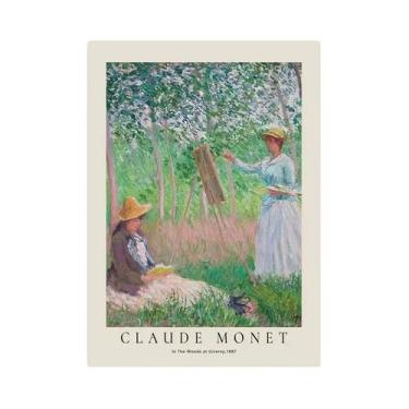 Imagem de Pôster Em Tela HD Abstrato De Monet, Arte De Parede Vintage Escandinav