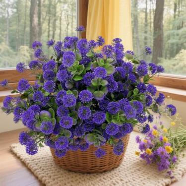 Imagem de 1 pacote de flores artificiais para bebês, eucalipto, fruta - Gypsophila sintética para plantas de jardim resistentes ao ar livre, flores falsas, decoração de mesa de cozinha (7 garfos de eucalipto