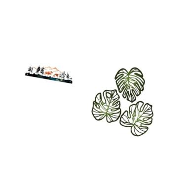 Imagem de Fenteer Escultura de Folhas de Palmeira de Veado Pendurada para Cerca de Jardim, Interna E Externa, Ornamento Decorativo de Madeira, Arte de Parede Tr