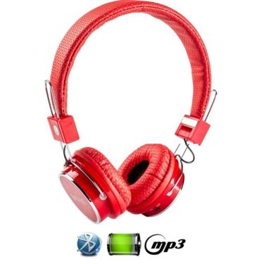 Imagem de Fone de Ouvido Bluetooth SD Mp3 Rádio FM Player Vermelho