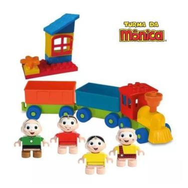 Imagem de Turma da Monica Trenzinho blocos de montar 4 bonecos - Monte Libano